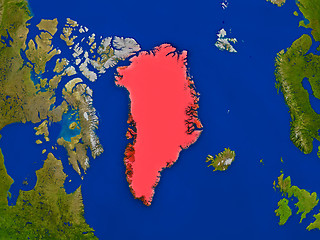 Image showing Greenland from space in red