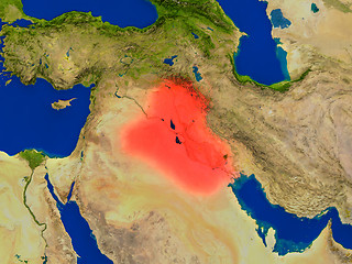 Image showing Iraq from space in red