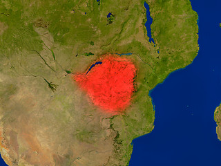 Image showing Zimbabwe from space in red