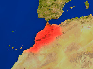 Image showing Morocco from space in red