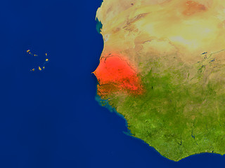 Image showing Senegal from space in red