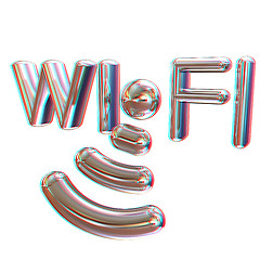 Image showing Metal WiFi symbol. 3d illustration. Anaglyph. View with red/cyan