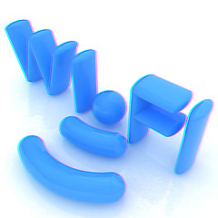 Image showing WiFi symbol. 3d illustration. Anaglyph. View with red/cyan glass