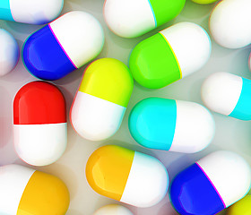 Image showing Tablets background. 3D illustration. Anaglyph. View with red/cya