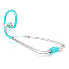 Image showing stethoscope. 3d illustration. Anaglyph. View with red/cyan glass