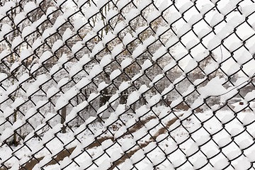 Image showing metal mesh in the winter