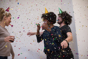 Image showing confetti party multiethnic group of people