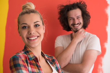 Image showing couple in love  over color background