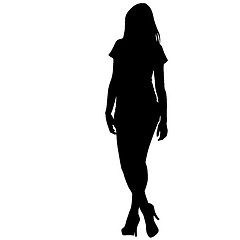 Image showing Black silhouette woman standing, people on white background