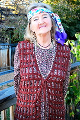 Image showing Hippie female senior.