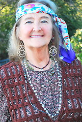 Image showing Hippie female senior.