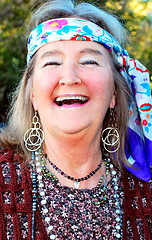 Image showing Hippie female senior.