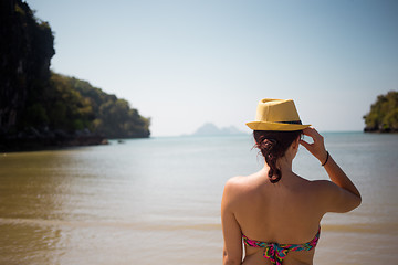 Image showing Woman with hat and swimsuit