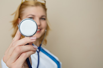 Image showing Doctor with glasses with phonendoscope