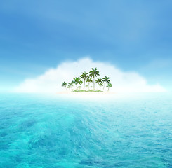 Image showing Ocean And Tropical Island With Palms