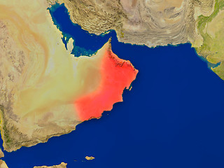 Image showing Oman from space in red