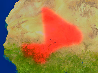 Image showing Mali from space in red