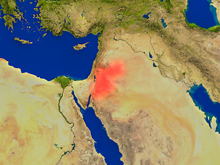 Image showing Jordan from space in red