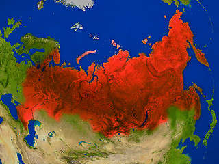 Image showing Russia from space in red