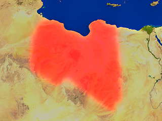 Image showing Libya from space in red