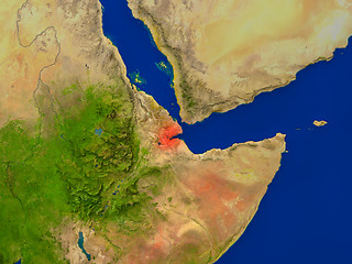 Image showing Djibouti from space in red