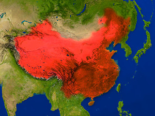 Image showing China from space in red
