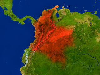 Image showing Colombia from space in red