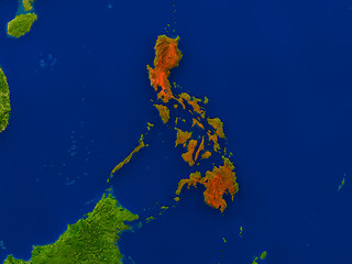 Image showing Philippines from space in red