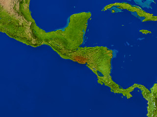 Image showing El Salvador from space in red