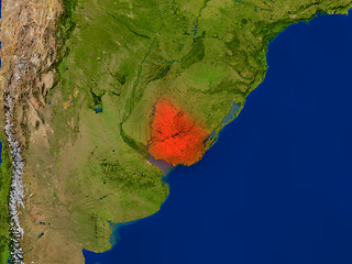 Image showing Uruguay from space in red