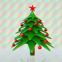 Image showing Christmas tree. 3d illustration. Anaglyph. View with red/cyan gl