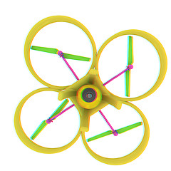 Image showing Drone, quadrocopter, with photo camera flying. 3d render. Anagly