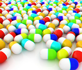 Image showing Tablets background with space for your text. 3D illustration. An