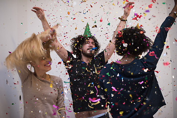 Image showing confetti party multiethnic group of people