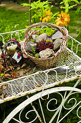 Image showing Flower cart in garden