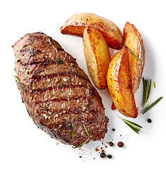 Image showing grilled beef steak and potatoes