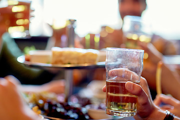 Image showing friends drinking beer at bar or pub