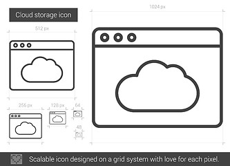 Image showing Cloud storage line icon.