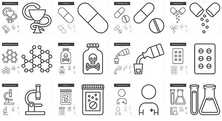 Image showing Medicine line icon set.