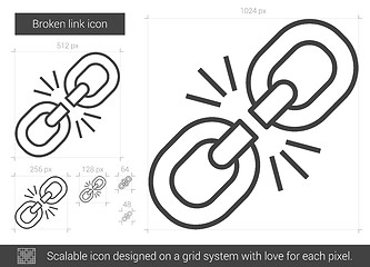 Image showing Broken link line icon.