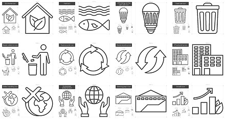 Image showing Ecology line icon set.