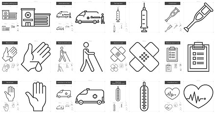 Image showing Medicine line icon set.