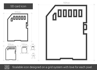 Image showing SD card line icon.