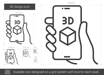 Image showing Three d design line icon.