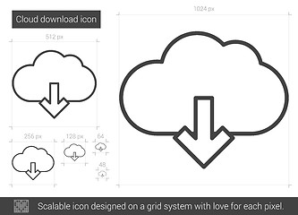 Image showing Cloud download line icon.
