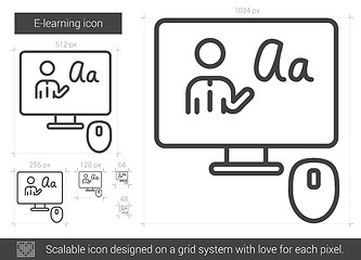 Image showing E-learning line icon.