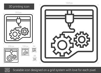 Image showing Three D printing line icon.