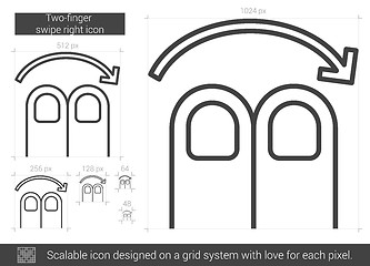 Image showing Two-finger swipe right line icon.