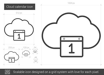 Image showing Cloud calendar line icon.