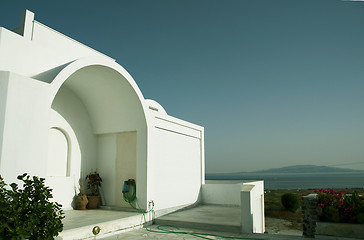 Image showing cyclades greek architecture house with aegean view